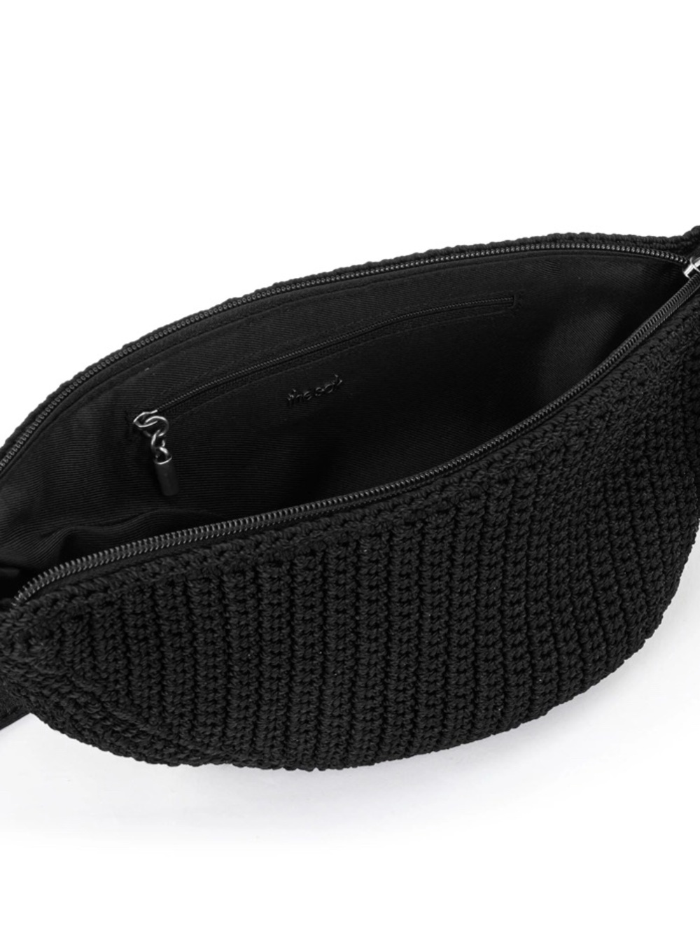 The Sak Women's Tess Sling Bag crocheted bag in black with black leather strap - Picture 3 of 7